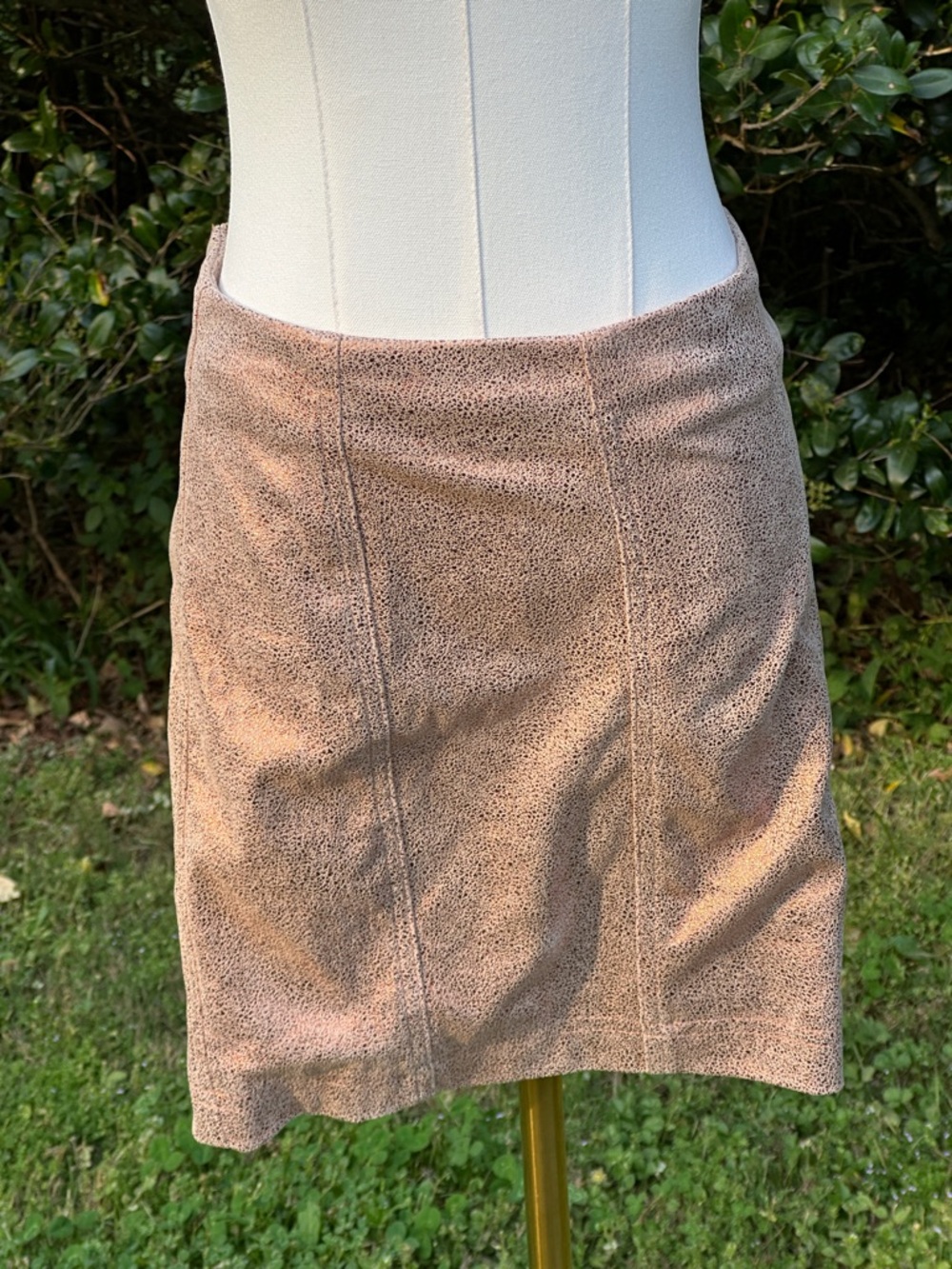 Free People Mini Skirt in Taupe Textured Suede
